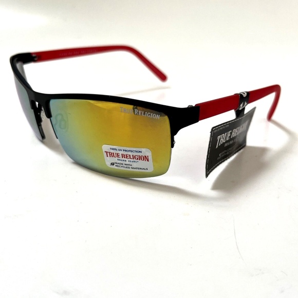 New Original TRUE RELIGION Wrap Around Sunglasses Mirror Iridescent Acetate